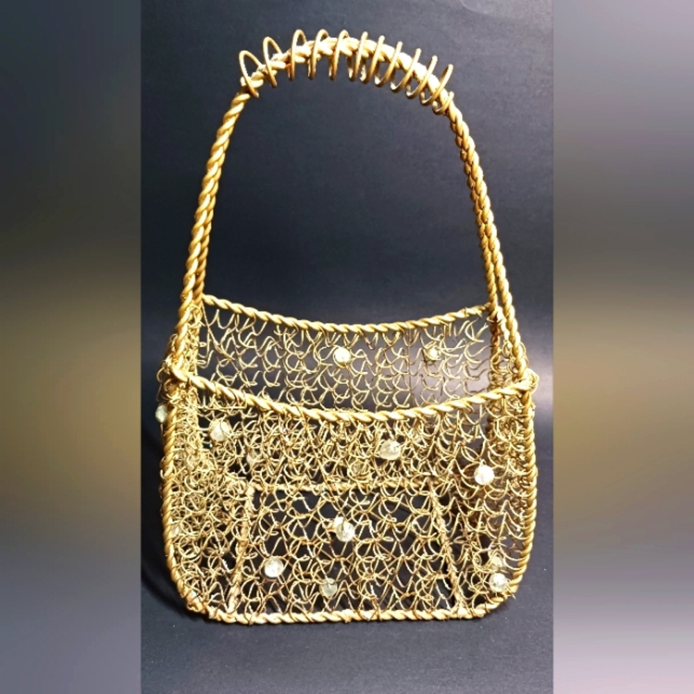Mid Century Chicken Wire Handbag Beaded Wire